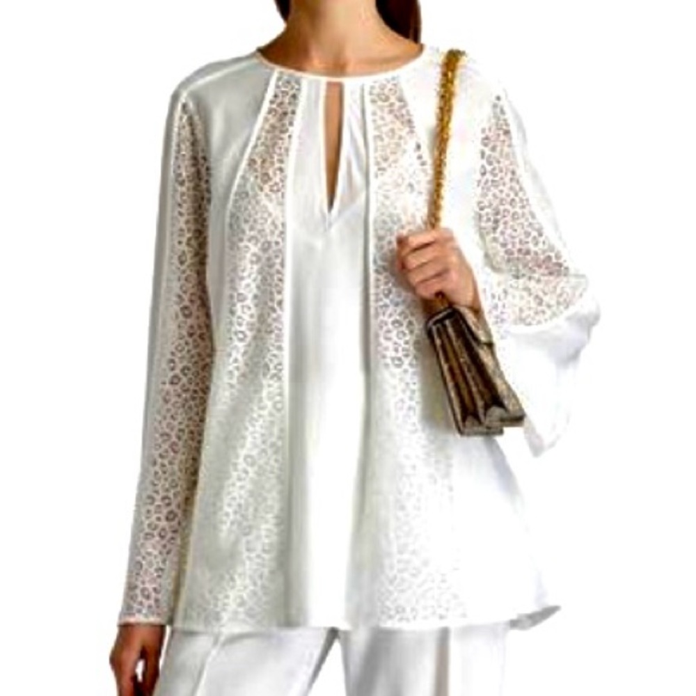 NWT Diane Von Furstenberg Ivory Lace-Panel Tunic. Size XL (true to size)